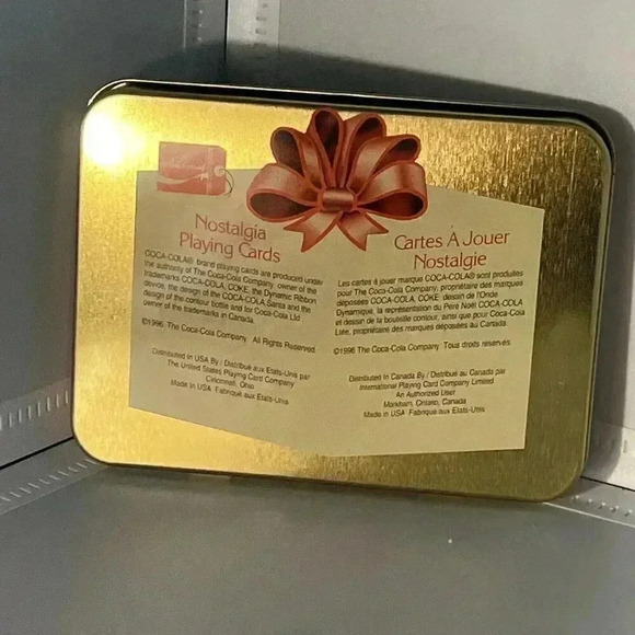 Coca Cola 1996 Christmas/Santa Nostalgia Playing Cards Tin Case Set - Picture 2 of 5